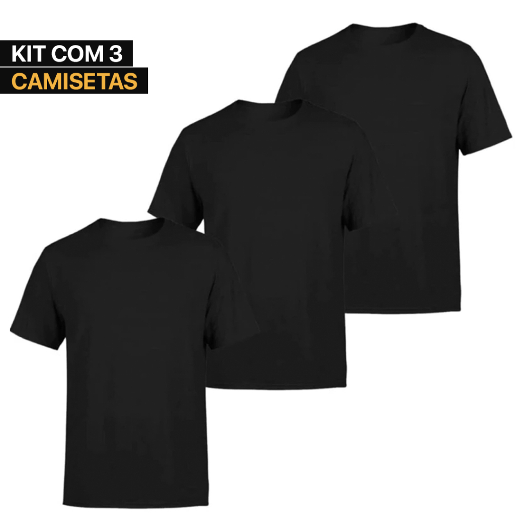 Kit 3 Camisetas Masculina Lisas Algodão 100% Confortável Academia Confortável Cores Sortidas 30.1