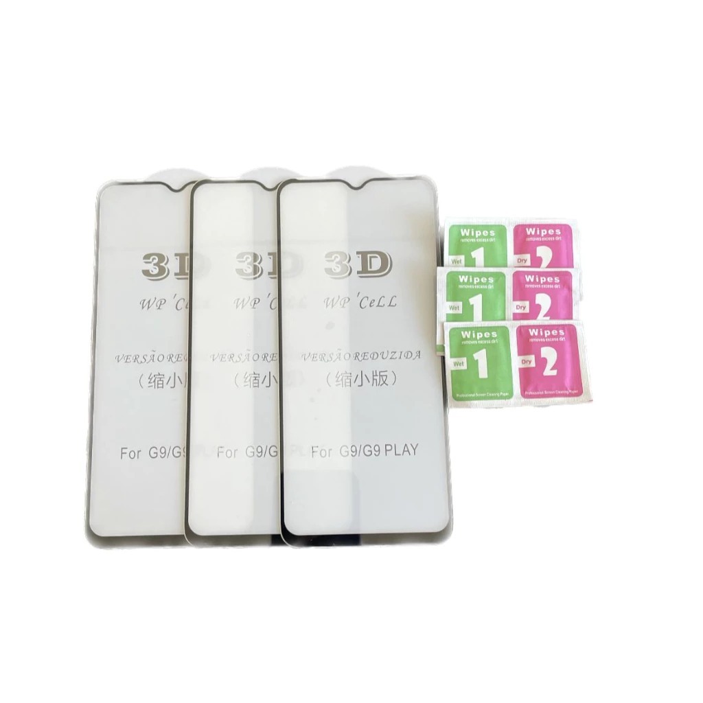 3 Películas (Moto G9\ G9 Play) De Vidro 3D + Kit De Limpeza em Oferta na Shopee