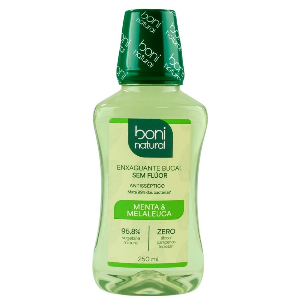 Enxaguante Bucal Vegano Natural Menta e Melaleuca 250ml - Boni Natural