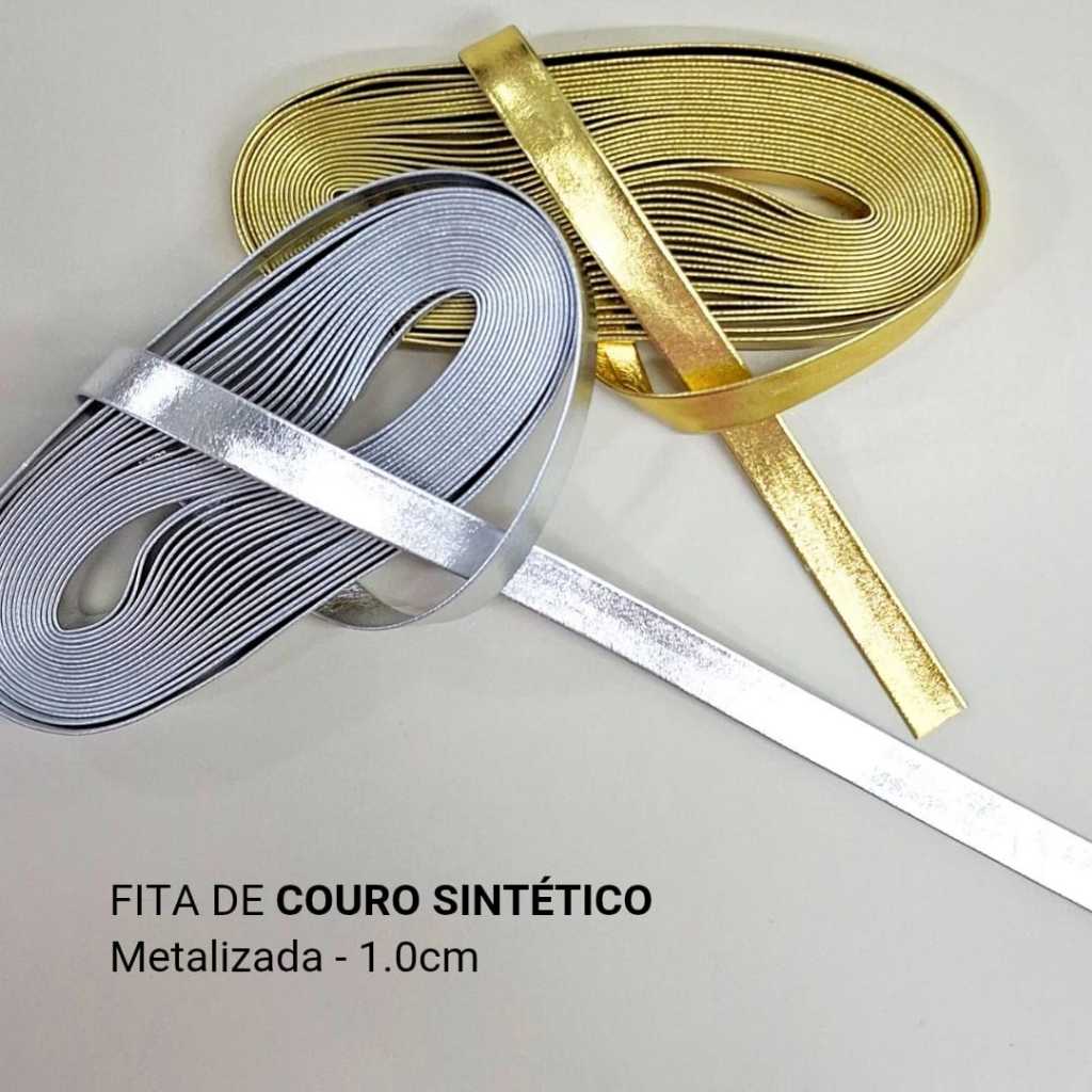 Fita Couro Sintético Metalizada ou Verniz 1cm – Rolo com 5 Jardas (4,58 Metros) – Escolha até 3 Rolos em Oferta na Shopee