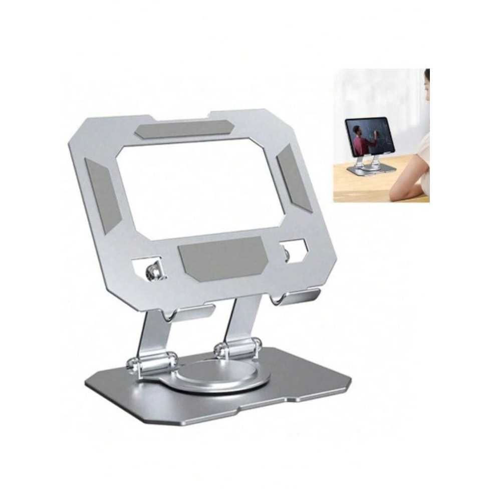 Suporte iPad Totalmente Alumínio de Mesa Base Rotatória Ajustável Dobrável 360º Para Tablets