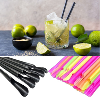 Canudo de plástico Com Colher Mexedor Drinks e Bebidas Colorido Neon ( 100 unidades ) em Oferta na Shopee