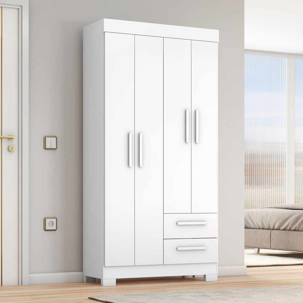 Guarda Roupa Solteiro Flex com Pés 4 Portas 2 Gavetas NT 6010 Notável Móveis