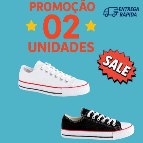 Star Lona Feminino Cano Baixo Preto e Branco OFERTA ENTREGA RAPIDA