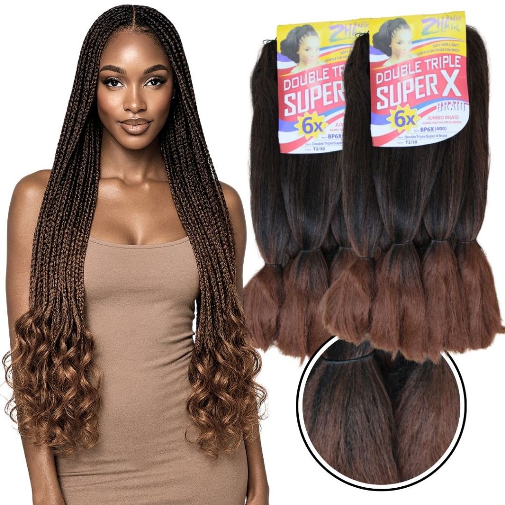2 Jumbão Super X 400g Cabelo Boho Para Gypsy Trança French Zhanghair - 65cm em Oferta na Shopee