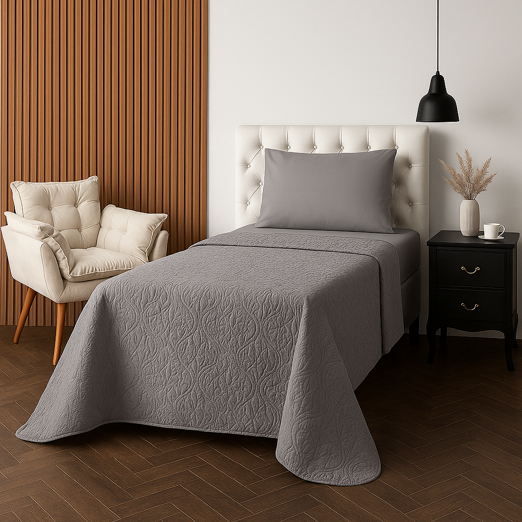 Jogo de Cama Solteiro 3 Peças Cobre Leito Matelado + Jogo de Lençol Feminino Masculino Varias Cores