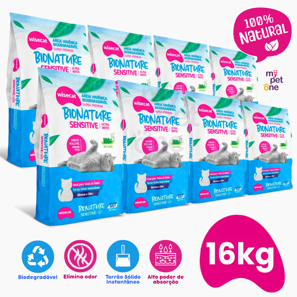 Kit 8 Areia Bionature Sensitive Fina Azul - 2Kg
