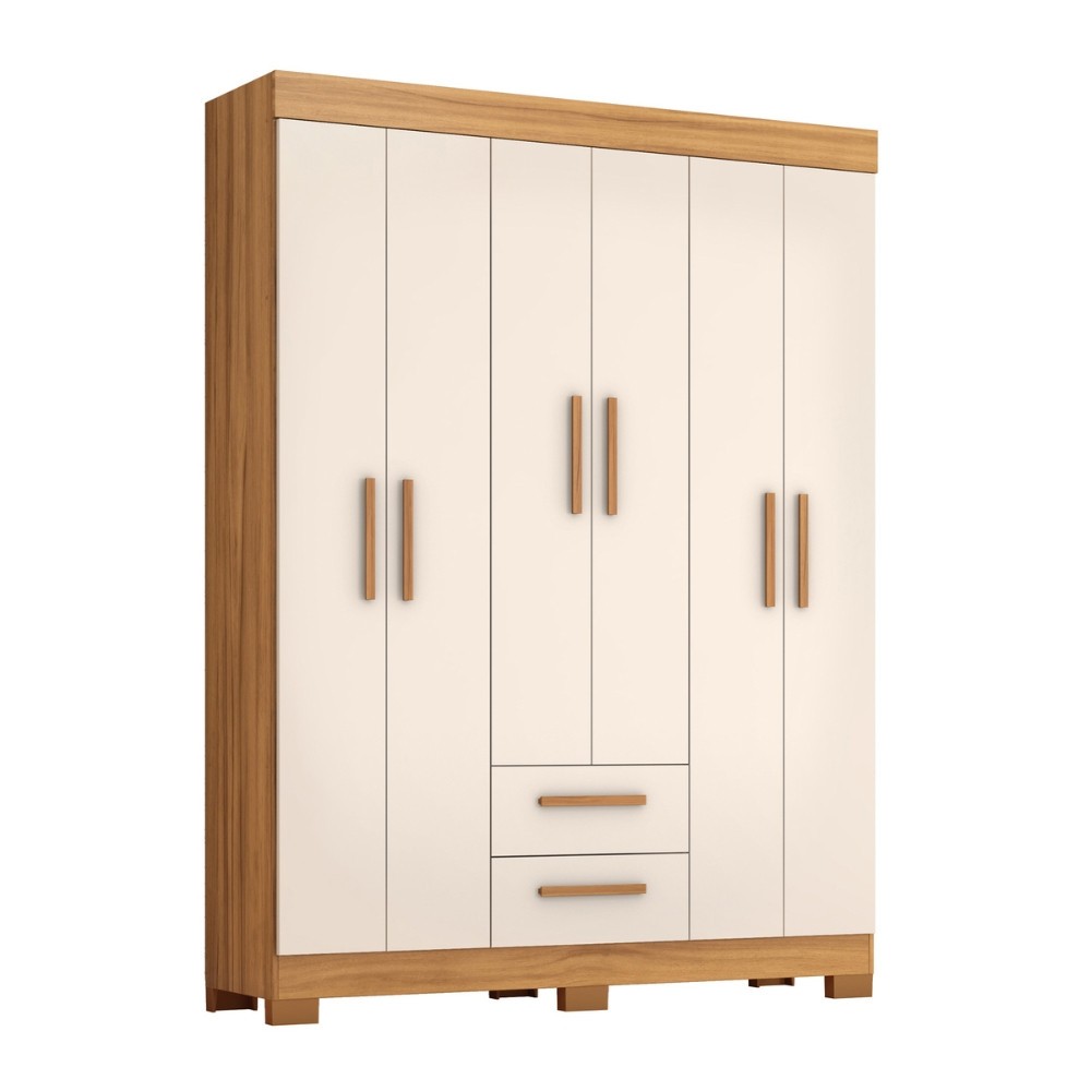 Guarda Roupa Solteiro com Pés 6 Portas 2 Gavetas NT 6015 Notável Móveis em Oferta na Shopee