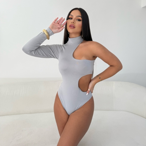 Body Collant Feminino Gola Alta Com Recorte Na Lateral Mula Manca em Oferta na Shopee
