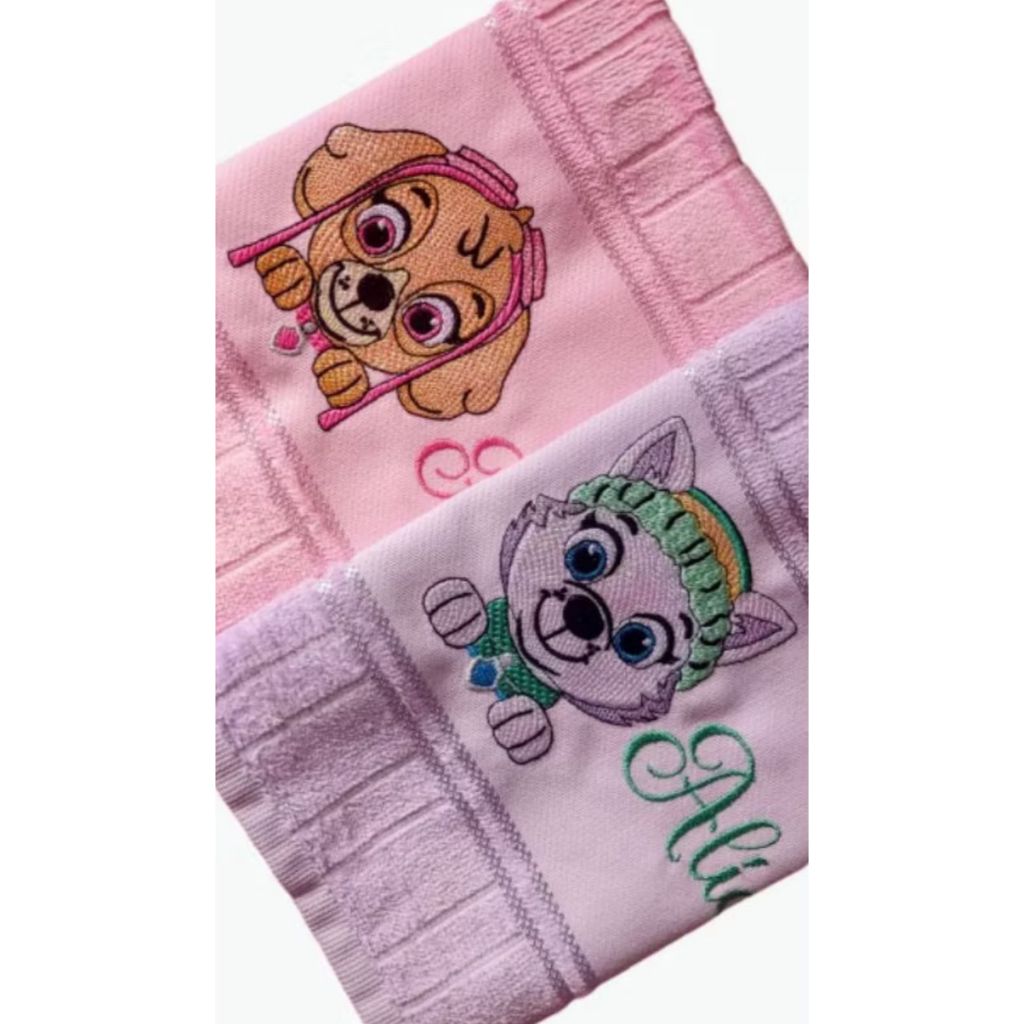 kit 2 toalhas bordadas Everest e skye personalizada com nome em Oferta na Shopee