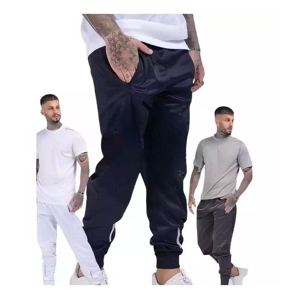 Kit Calça 3 Peças Jogger Dry Fit Academia Masculina Adulta com Bolso Zíper Flanelada