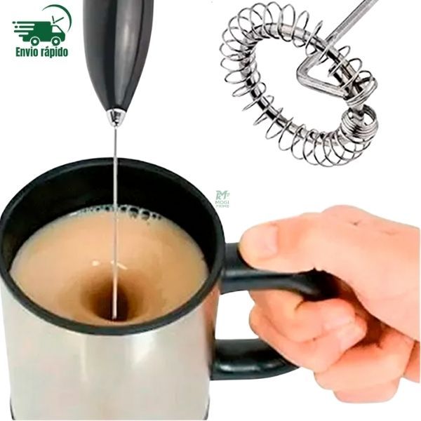Misturador Mixer De Bebidas Café Elétrica Portátil Automático Suco Whey Shake Drink Pilha Nescal Td