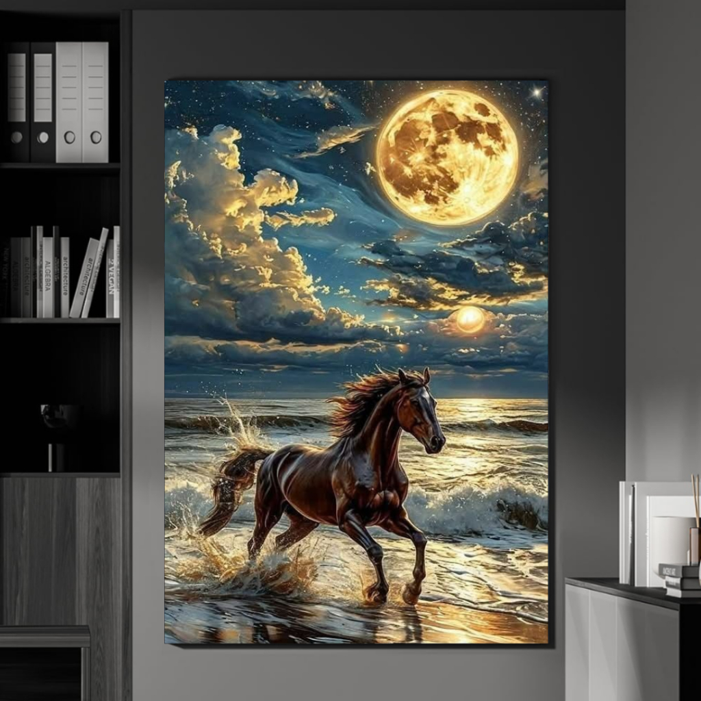 Quadro decorativo cavalos selvagens correndo símbolo de força e liberdade