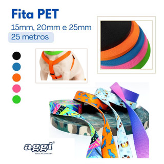 Fita Poliéster para Guia Coleira Peitoral PET Sublimada Neon Cores AGGI - 15, 20, 25mm