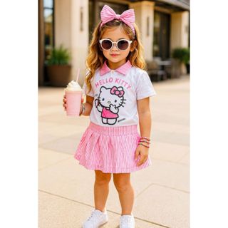 Conjunto Hello Kit Infantil e juvenil 4 ao 16 anos + gloss de brinde em Oferta na Shopee