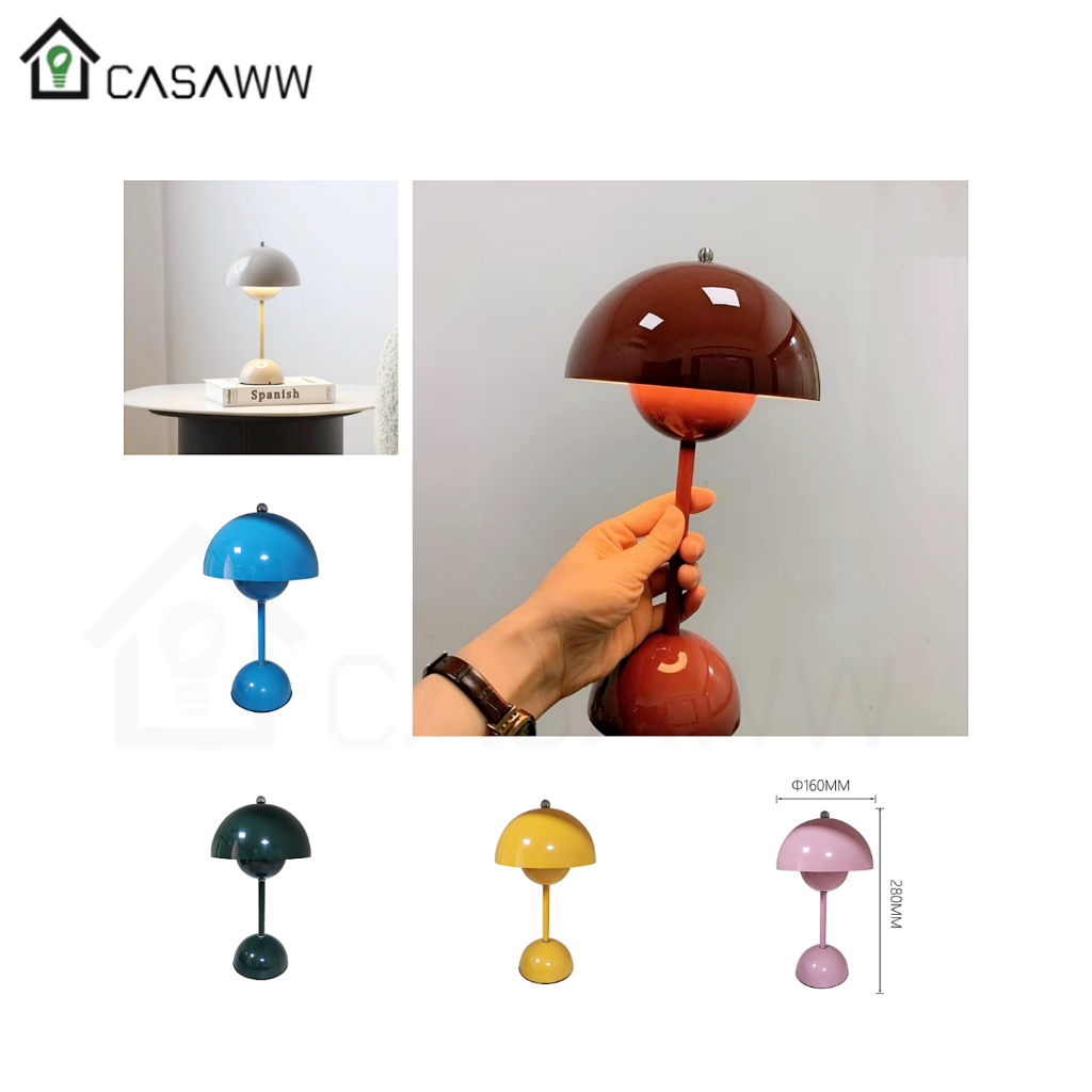 Luminária De Mesa Moderno Abajur Cogumelo Luz Noturno LED Portátil Recarregável Touch Cinderella