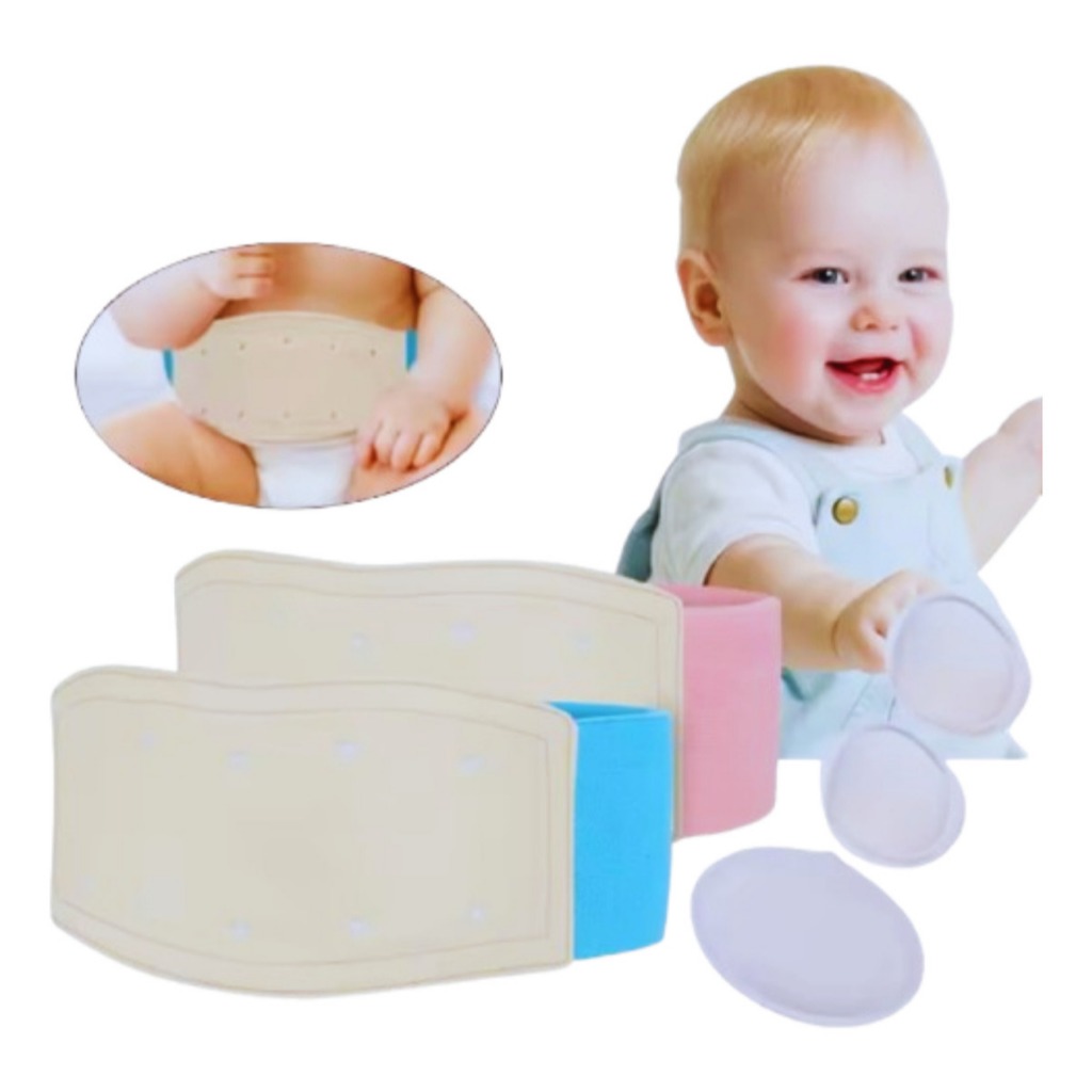 Cinta Para Hérnia Umbilical Infantil Alivio Nas Dores Dos Bebes/ Respirável Algodão/Azul/Rosa