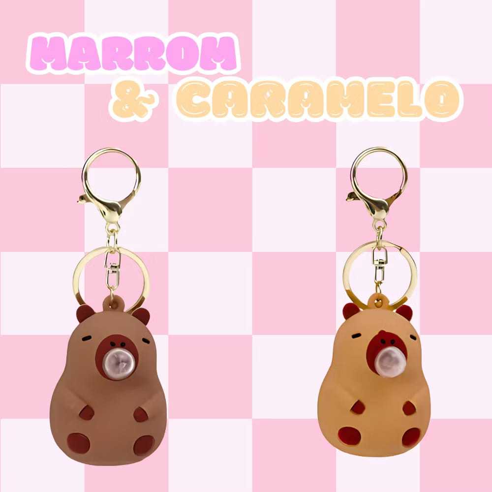 Chaveiro Capivara Fofa com Lançador de Bolhas Antistresse, Brinquedo Divertido Portátil para Presente em Oferta na Shopee