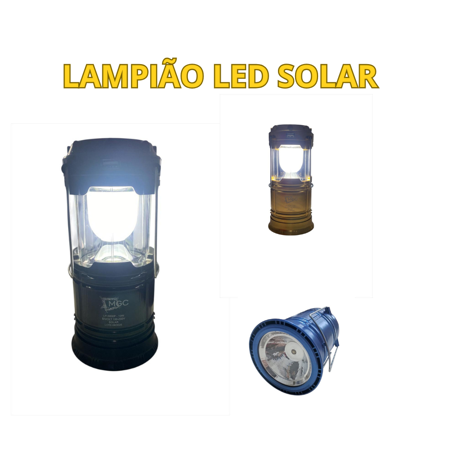 Lanterna Lampião com LED c/ Placa Solar embutida Recarregável via usb e tomada Bivolt Kit 11 unidades até 20 unidades