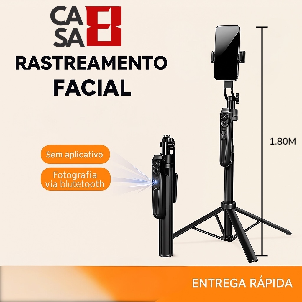 Tripé para Celular Automatico Inteligente 180cm 360 Giratório com Rastreamento Facial Gimbal
