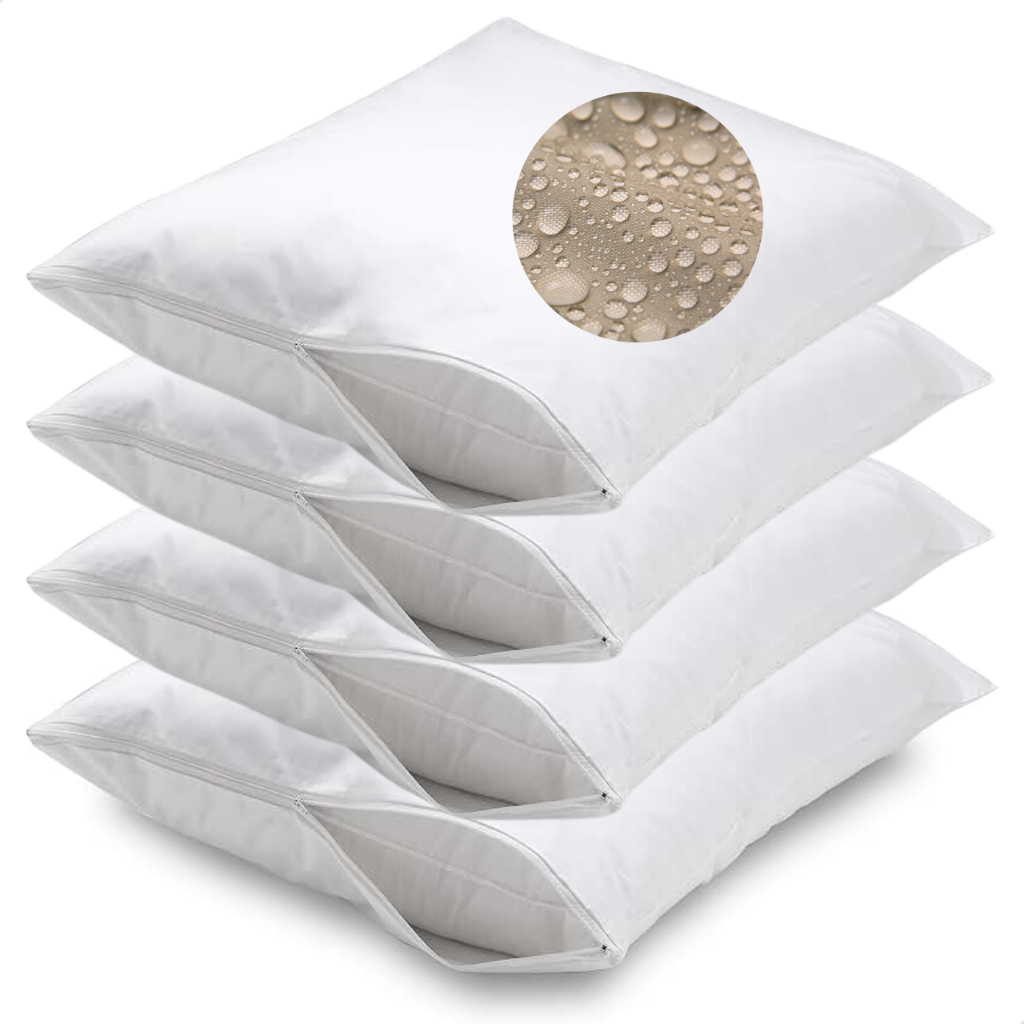 Kit 4 Protetor Capa De Travesseiro 50x70cm Impermeável Algodão 180 Fios Macia Zíper Branca em Oferta na Shopee