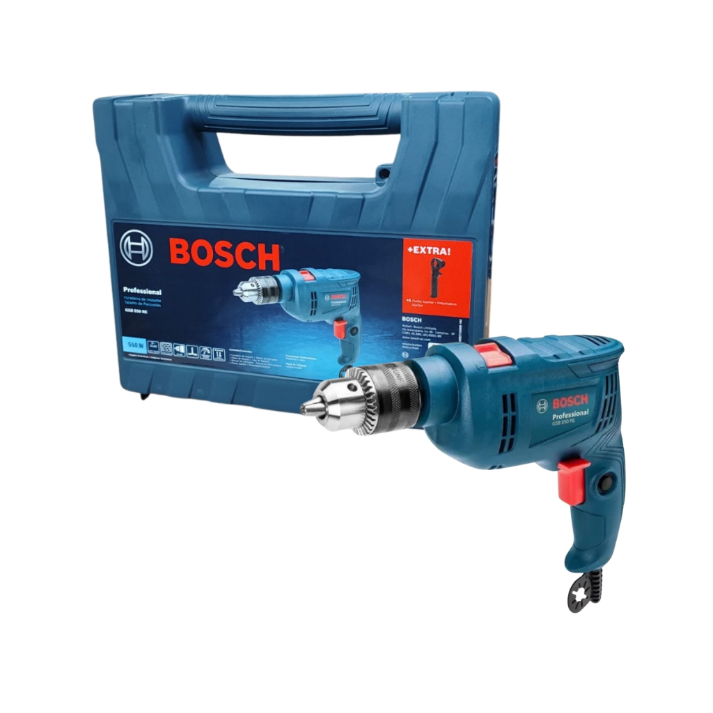 Furadeira de Impacto Elétrica de 13mm Bosch GSB 550 RE 550W Com Maleta Para Transporte Bosch em Oferta na Shopee