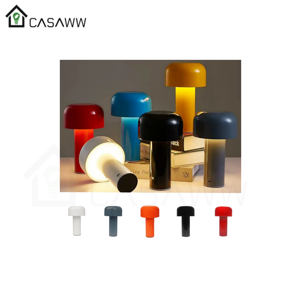 Abajur Cogumelo Led Portátil Recarregável Iluminária De Mesa Luz Noturno Design Cinderella Decor