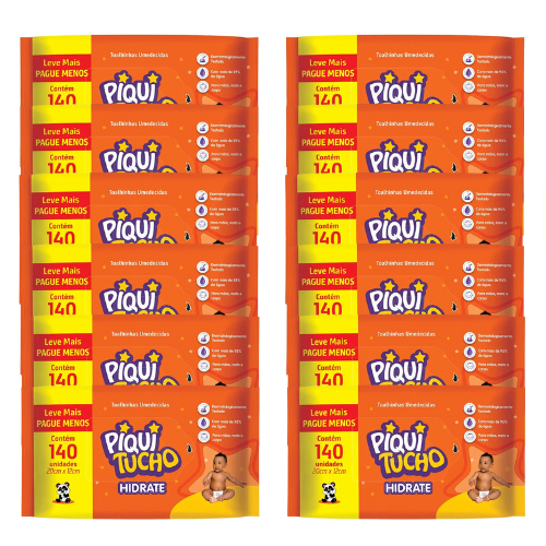 Kit Toalha Umedecida com 12 Pacotes(1.680 Folhas) OU 4 Pacotes(560Folhas) Piquitucho.