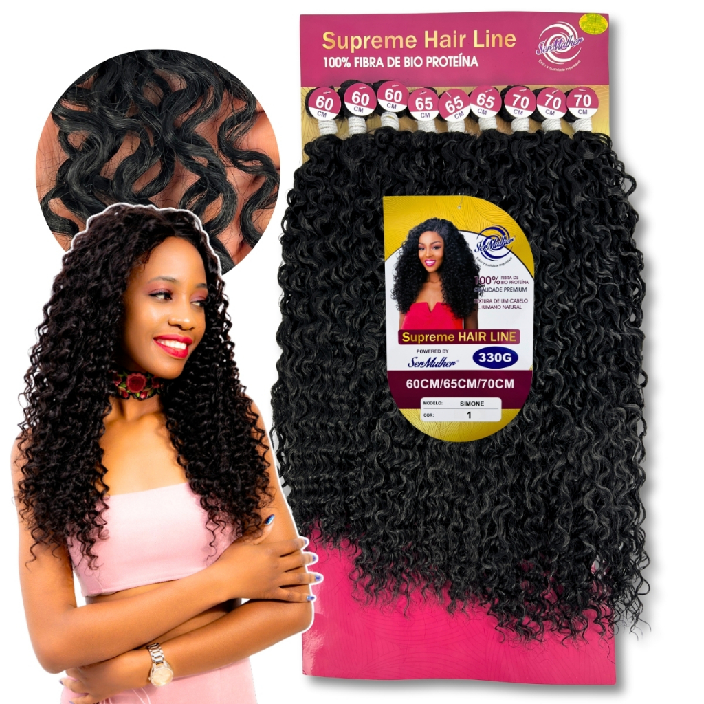 Aplique Cabelo Cacheado Fibra Bio Proteína Simone Ser Mulher