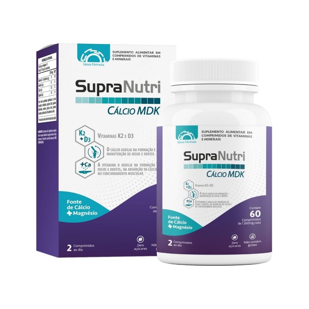 Vitamina Cálcio P/ Ossos, Supranutri Cálcio Mdk C/ 60cpr