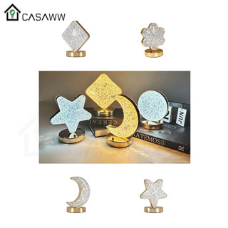 Abajur De Mesa Luz Noturno Led 3D 3 Cores Em 1 Luminária De Mesa Cristal Infantil Estrela Lua Flor