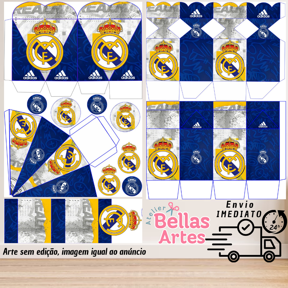 KIT LEMBRANCINHAS REAL MADRID COM 80/160 ITENS (sem nome) - ENVIO 24H