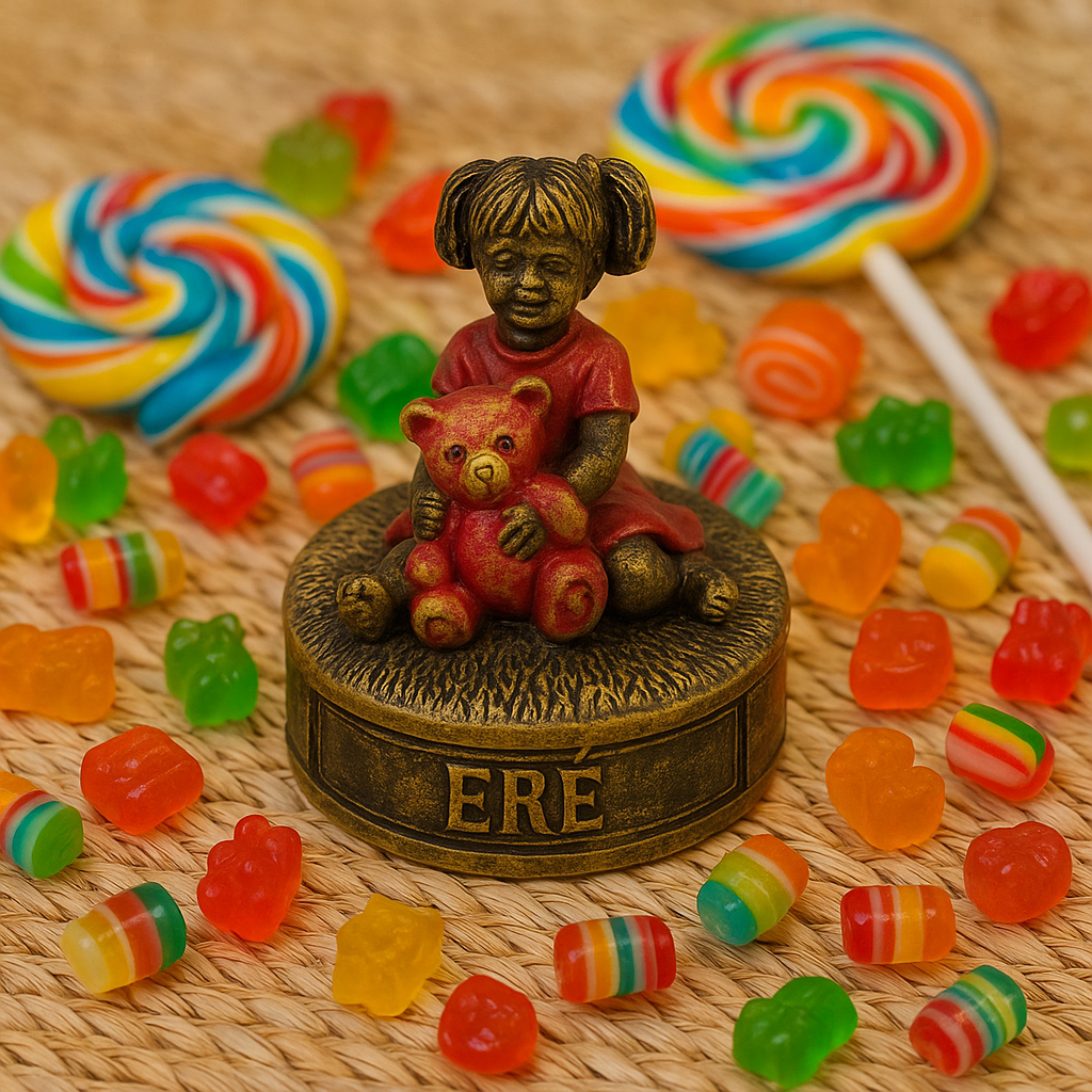 Escultura Erê Ibeji Cosme E Damião Menina Resina 5 Cm Dourado