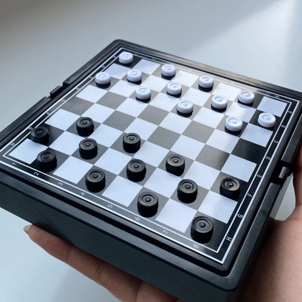 Jogo de Tabuleiro Magnetico Dobravel Facil de Carregar Dama de Bolso