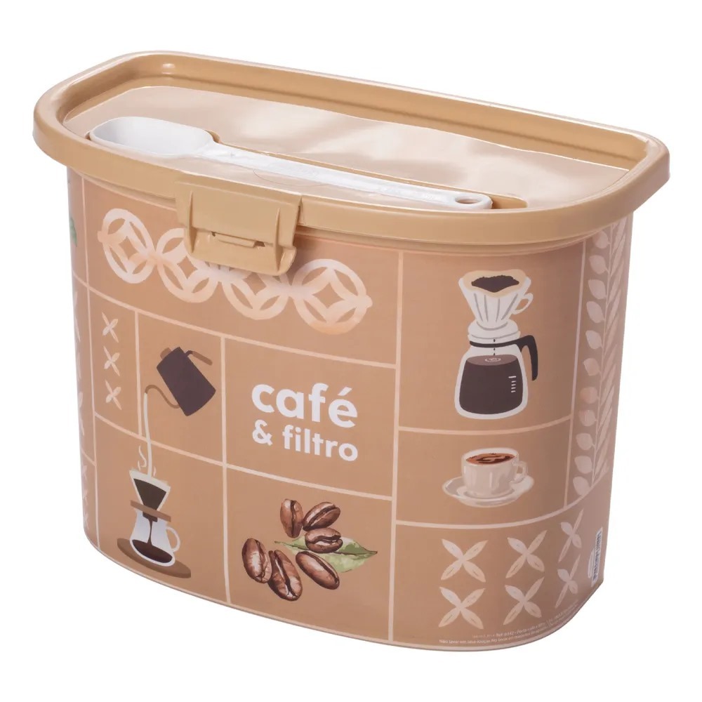 Porta Café e Filtro com Colher e separação interna para Filtro de Papel Plasutil em Oferta na Shopee
