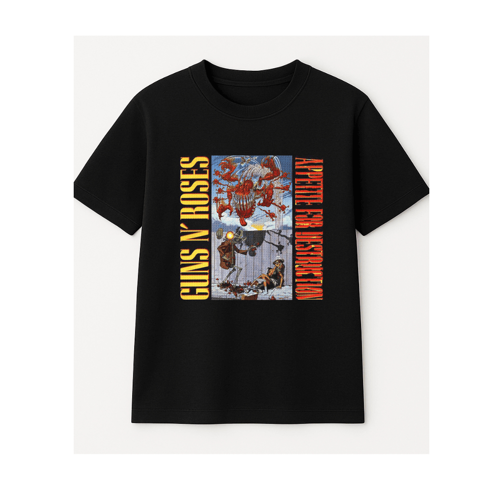 Camiseta Rock Vintage 100% Algodão – Modelo "Capa Album Guns" | Edição Exclusiva Streetwear Unissex Casual