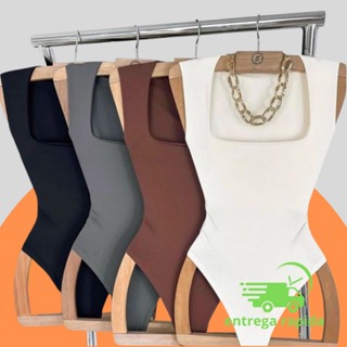 Body kit 2 Feminino Collant Regata Suplex Decote Quadrado Forrado Casual Confortável Moda Elegante em Oferta na Shopee