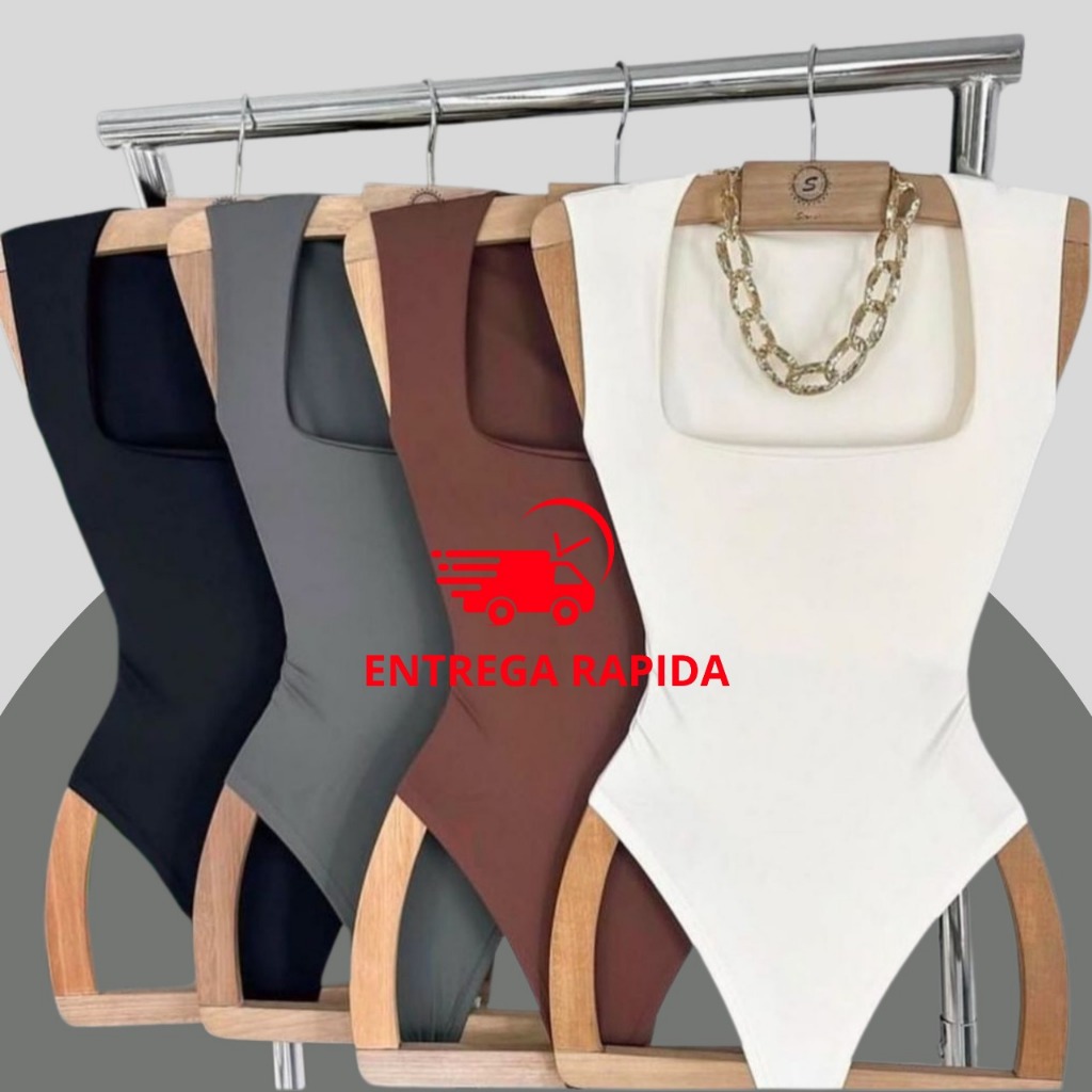 Body Kit com 2 unidades Feminino Collant Regata Suplex Decote Quadrado Forrado Confortável  Elegante em Oferta na Shopee