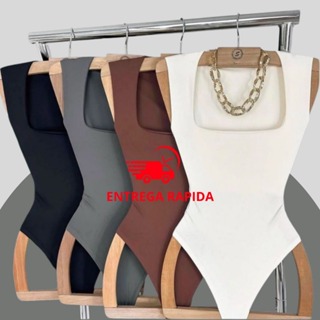 Body Kit com 2 unidades Feminino Collant Regata Suplex Decote Quadrado Forrado Confortável  Elegante em Oferta na Shopee