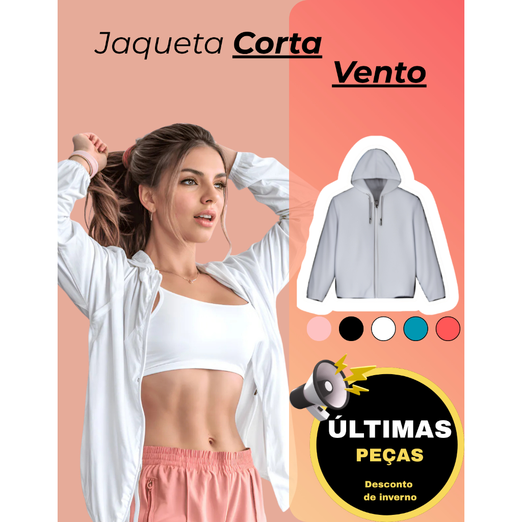 Jaqueta Corta Vento Feminino Repelente a Agua Super Leve Facil de Guardar Não Amassa e Capuz Forrado