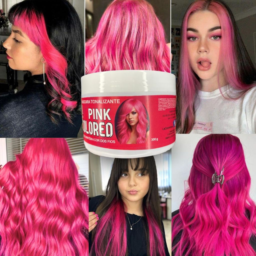 Tonalizante Rosa Pink - Mechas Rosas fácil - S/ Amônia - Resultado 100% Natural La cosméticos 300g