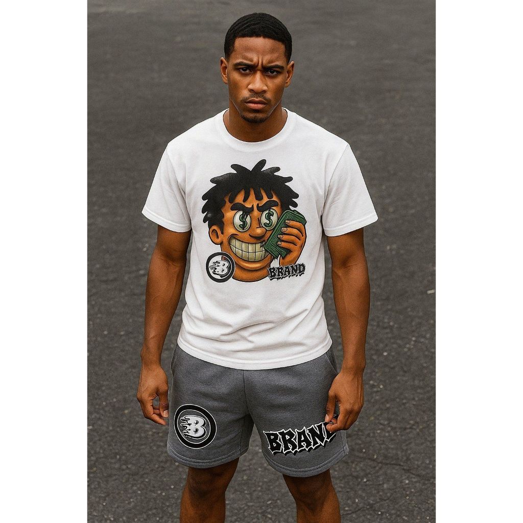 Conjunto Camiseta + Short Moletom Estampado BRAND