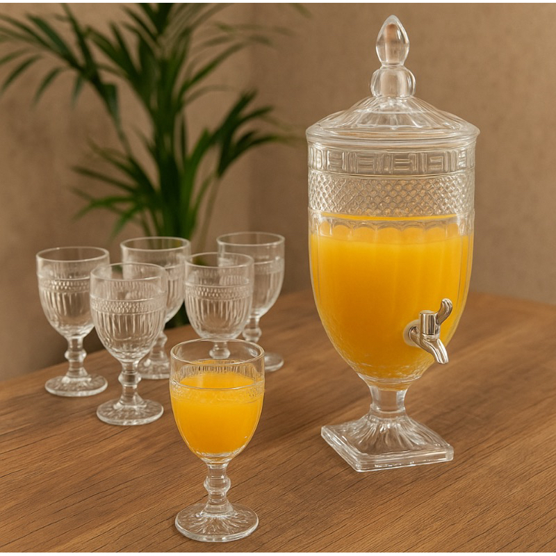Kit 01 Suqueira Dispenser 4.9l + 06 Taça Água Imperial