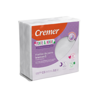Fralda de Pano Branca Pinte e Borde 15 un - Cremer em Oferta na Shopee