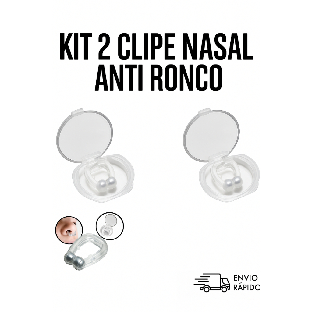 Kit 2 Clipe Nasal Magnético Antirronco com Imã Melhora Respiração Sono Tranquilo Sem Interrupções