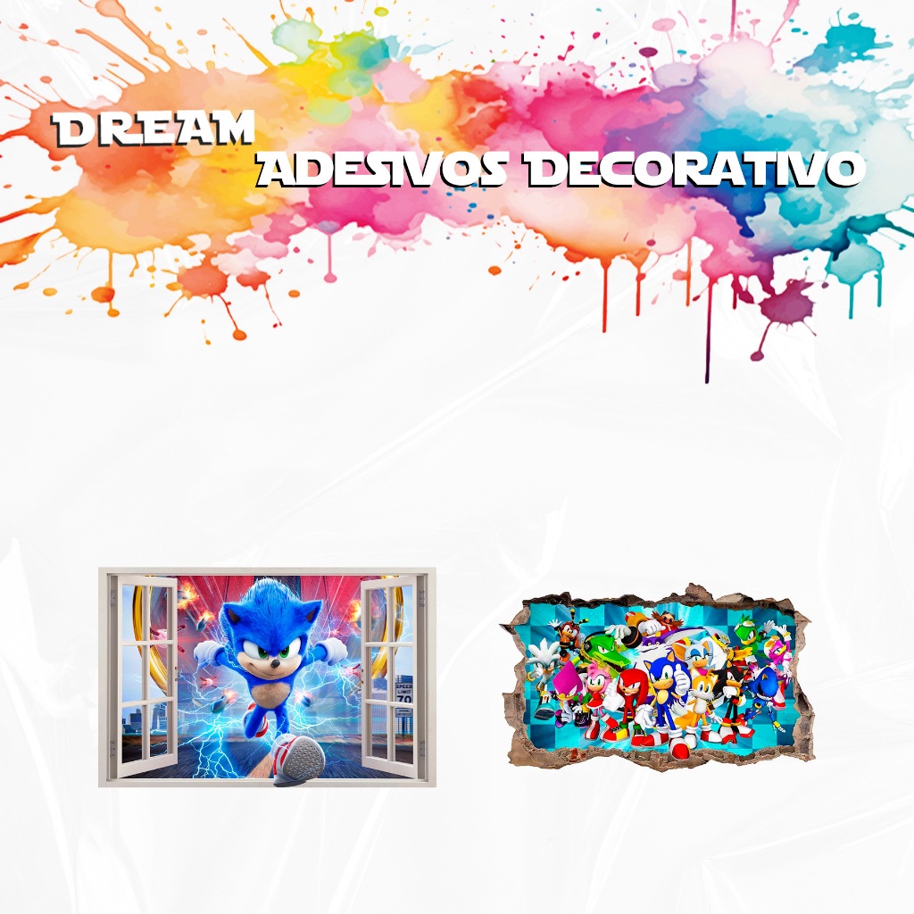 Adesivos Decorativo Vinilico Sonic Turma Jogo Video Game Decoração Elegante Papel de Parede