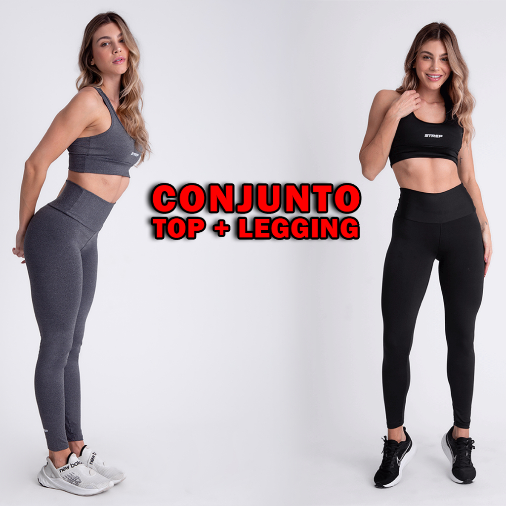 Conjunto de Academia Feminino Top e Calça Legging Alta Compressão Zero Transparência - Strep Fitness em Oferta na Shopee
