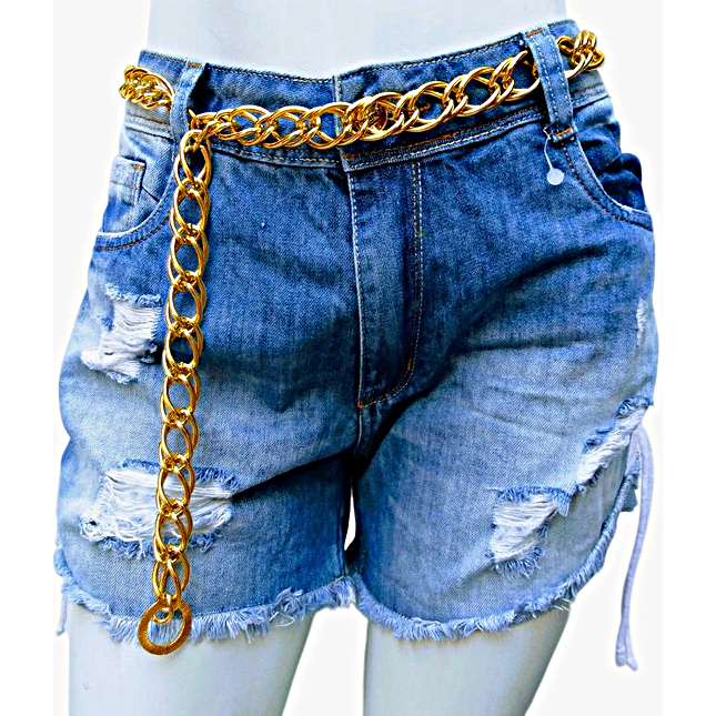 Cinto  modelo corrente dourado em metal em Oferta na Shopee