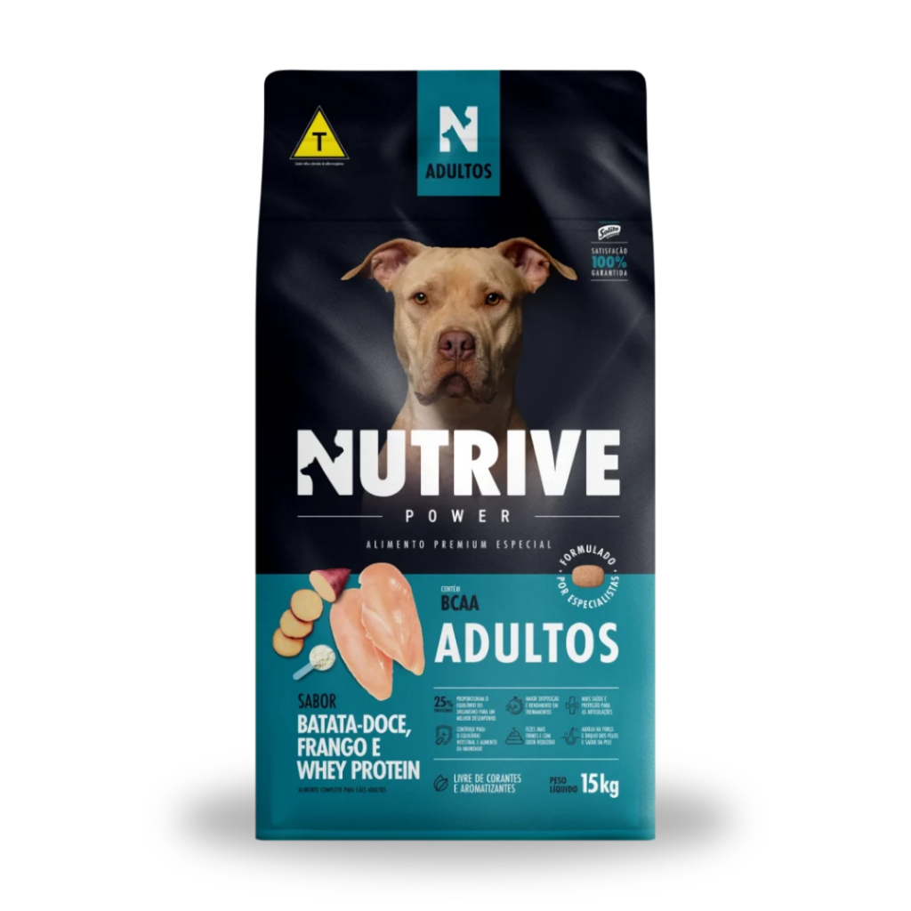 RAÇÃO NUTRIVE POWER CÃES ADULTOS BATATA-DOCE FRANGO E WHEY PROTEIN 15KG