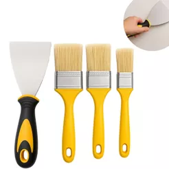 Kit 3 Pinceis Trincha + Espátula Pintura Parede Tinta Gesso Multiuso